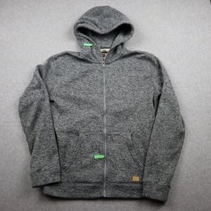 Quiksilver Hoodie Mens Medium Full Zip Gray Heathered Surf Casual Jacket Knit